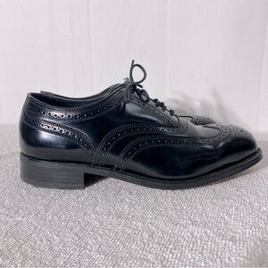 Vintage Florsheim Black Leather Lexington Wingtip Oxford Lace Up Dress Shoes 8.5